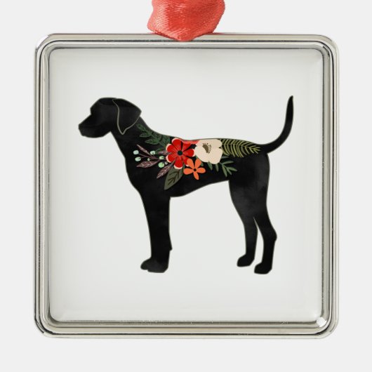 Plott Hound Hondenras Boho Floral Silhouette Metalen Ornament (Voorkant)