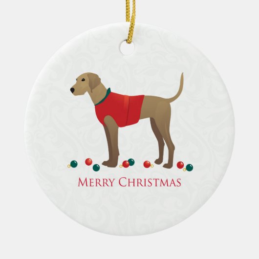 Plott Hound Hunting Dog Merry-kerstdesign Keramisch Ornament (Voorkant)