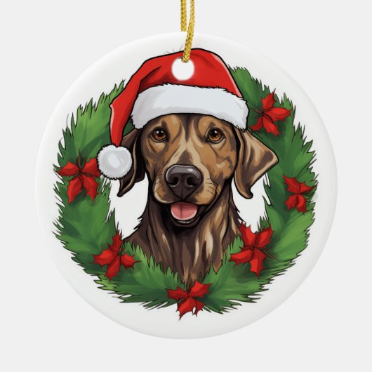Plott Hound Kerstkrans Keramisch Ornament (Voorkant)