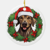 Plott Hound Kerstkrans Keramisch Ornament (Achterkant)
