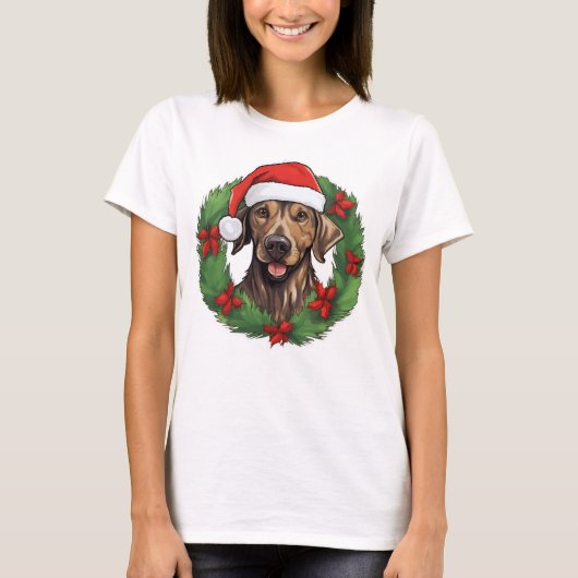 Plott Hound Kerstkrans T-shirt (Voorkant)