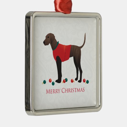 Plott Hound Kerstmis Metalen Ornament (Rechts)