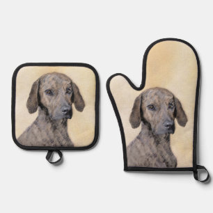 Plott Hound Painting Brindle Schattigee originele Ovenwant & Pannenlap Set