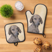 Plott Hound Painting Brindle Schattigee originele  Ovenwant & Pannenlap Set (Top down)