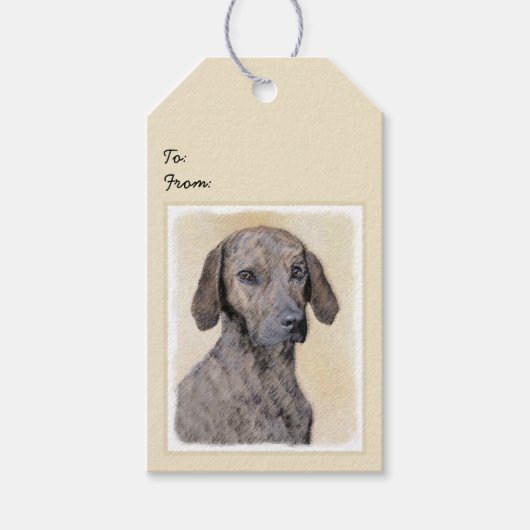 Plott Painting - Cute Original Dog Art Cadeaulabel (Voorkant)