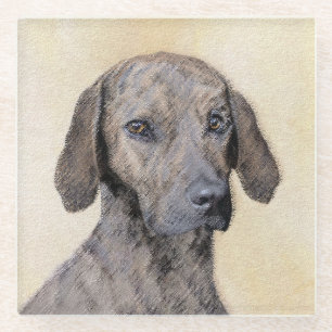 Plott Painting - Cute Original Dog Art Glazen Onderzetter