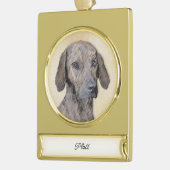 Plott Painting - Cute Original Dog Art Gold Plank Verguld Banner Ornament (Links)