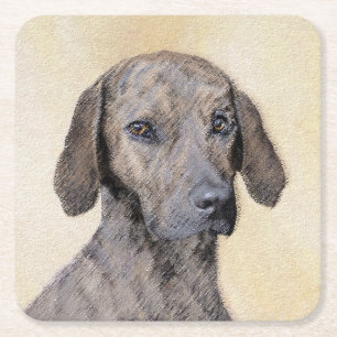 Plott Painting - Cute Original Dog Art Kartonnen Onderzetters