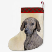 Plott Painting - Cute Original Dog Art Kleine Kerstsok (Achterkant)