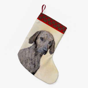 Plott Painting - Cute Original Dog Art Kleine Kerstsok