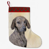 Plott Painting - Cute Original Dog Art Kleine Kerstsok (Voorkant)