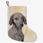 Plott Painting - Cute Original Dog Art Kleine Kerstsok (Voorkant)