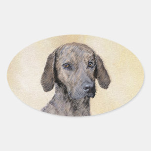 Plott Painting - Cute Original Dog Art Ovale Sticker