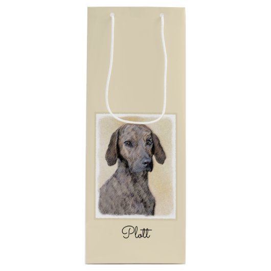 Plott Painting - Cute Original Dog Art Wijn Cadeautas (Voorkant)