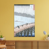 Plotte douche over Shin-Ohashi Bridge en Canvas Afdruk (Insitu (Woonkamer))