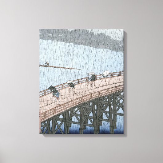 Plotte douche over Shin-Ohashi Bridge en Canvas Afdruk (Voorkant)