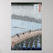 Plotte douche over Shin-Ohashi Bridge en Poster (Voorkant)