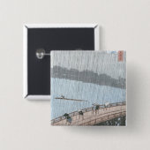 Plotte douche over Shin-Ohashi Bridge en Vierkante Button 5,1 Cm (Voorkant /achterkant)