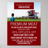 Plough in Field, Farmer & Butcher Adverteren Poster (Voorkant)