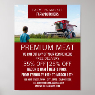 Plough in Field, Farmer & Butcher Adverteren Poster