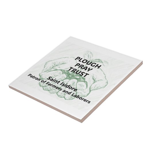 "Plough Pray Trust" Saint Isidore Magnet Tegeltje (Zijkant)