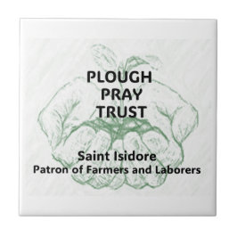 "Plough Pray Trust" Sint Isidorus Magnet Tegeltje