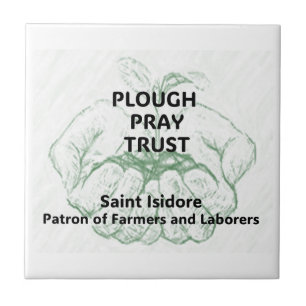 "Plough Pray Trust" Sint Isidorus Magnet Tegeltje