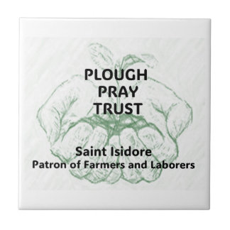 "Plough Pray Trust" Sint Isidorus Magnet Tegeltje