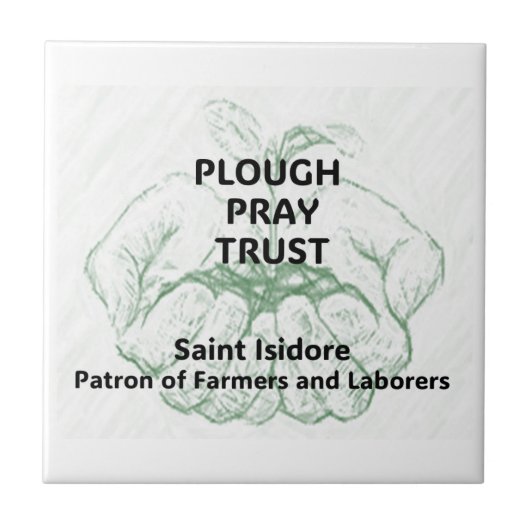 "Plough Pray Trust" Sint Isidorus Magnet Tegeltje (Voorkant)