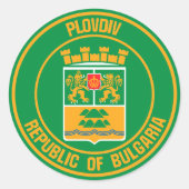 Plovdiv Round Emblem Ronde Sticker (Voorkant)