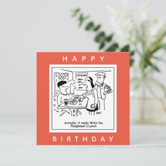 Plowman's Lunch Pub Menu Cartoon (Staand voorkant)
