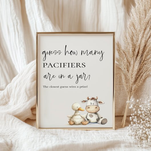  Pluche Animals Baby shower Guess spel Poster