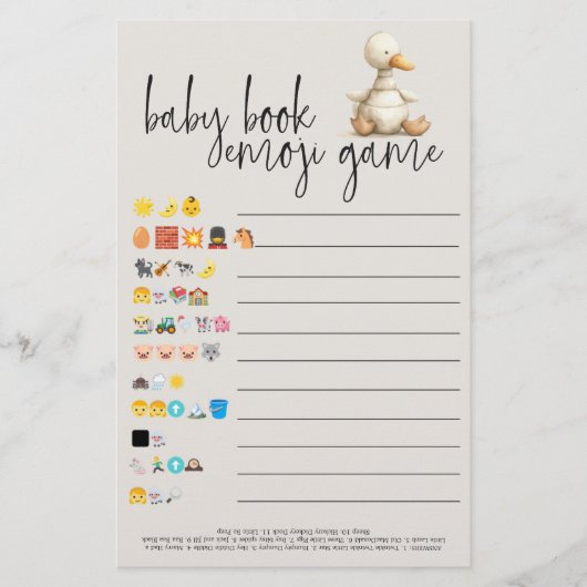  pluche dieren Baby shower boek emoji spel Flyer (Voorkant)