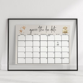  pluche dieren Baby shower Guess Datum Poster