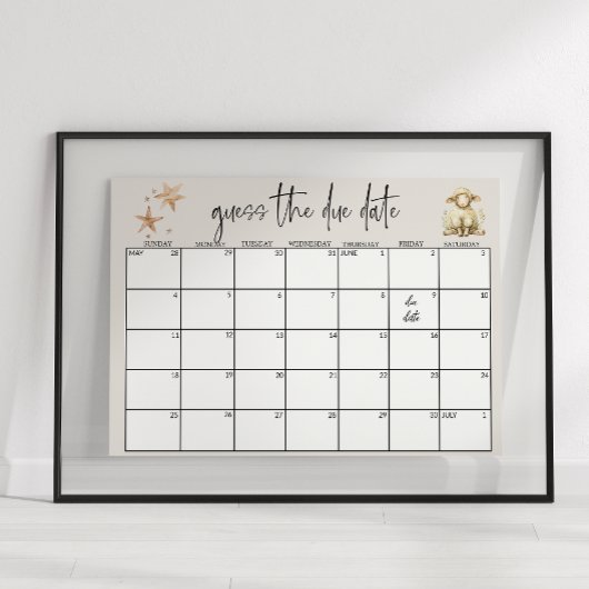  pluche dieren Baby shower Guess Datum Poster