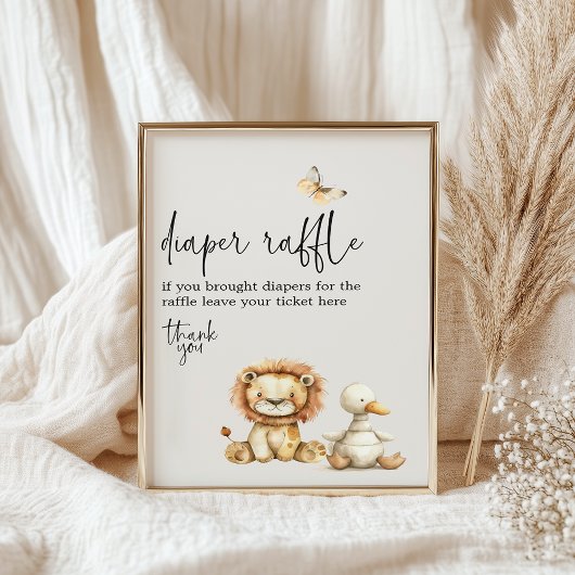  Pluche Dieren Baby shower Luier Raffle Poster