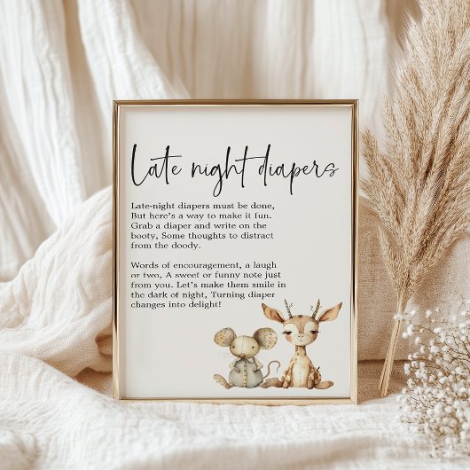  Pluche DierenBabydouche Late Night Luier Poster