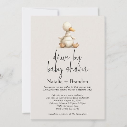 pluche kraamdieren drive-by Baby shower Kaart (Voorkant)