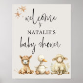  Pluche Kwekerij Dieren Baby shower Sign Poster (Voorkant)