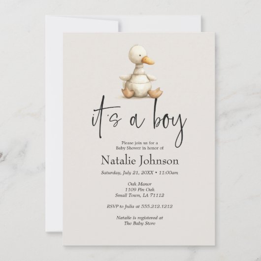 Pluche Kwekerij Dieren Jongen Baby shower Kaart (Voorkant)