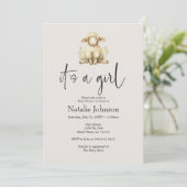 Pluche Kwekerij Dieren Meisje Baby shower Kaart (Staand voorkant)