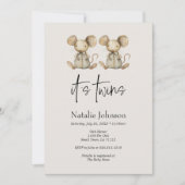 Pluche Kwekerij Dieren Tweeling Baby shower Kaart (Voorkant)