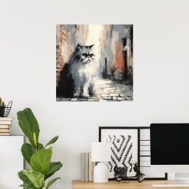 Pluche Perzische Kat Kunstposter Poster