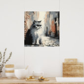 Pluche Perzische Kat Kunstposter Poster (Keuken)