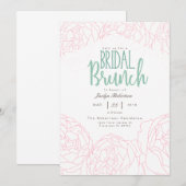 Pluche Pioen Bridal Brunch Uitnodiging (Voorkant / Achterkant)