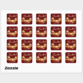 Pluche Rood Thanksgiving Vriendsgiving Diner Aange Vierkante Sticker (Vel)