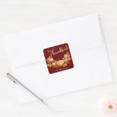 Pluche Rood Thanksgiving Vriendsgiving Diner Aange Vierkante Sticker (Envelop)