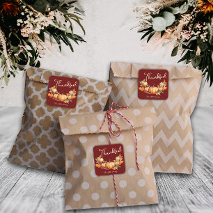 Pluche Rood Thanksgiving Vriendsgiving Diner Aange Vierkante Sticker