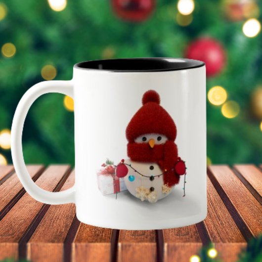 Pluche sjaal sneeuwman tweekleurige koffie Mok