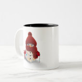 Pluche sjaal sneeuwman tweekleurige koffie Mok (Voorkant links)